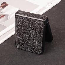 CHOKBODY Shiny Luxury Glitter Matte Frosted Texture, Elegant Artificial Leather Folding Phone Protective Case With Hinge Protection, Compatible With Samsung Galaxy Z Flip 8, 7, 7FE, 6, 5, 4 5G Folding Phone Protective Case - Black - View 7