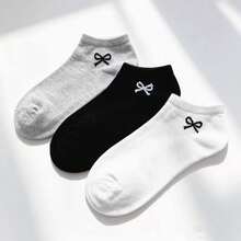 5/10 Pairs Women's Short Socks, Bowknot Candy Color Short Socks, Simple And Comfortable, Random Color - Multicolor - View 5