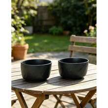 Set Of 4 Handmade Black Ceramic Bowls With Wavy Texture, Suitable For Dinner, Oatmeal, Salad, Soup, Ideal For Home Kitchen, Restaurant, Picnic And Camping, Microwave And Dishwasher - Black - View 3