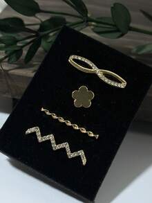1件貓爪鏤空設計純色矽膠錶帶，附蝴蝶扣，適用於Apple 8，裝飾配件 - 金色 - 查看 5