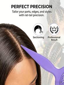 1pc Curly Hair Venting Comb, Solid Color Plastic Venting Styling Comb With Airflow Slots, Flexible Teeth, Pointed Tail Design, Suitable For Curly, Wavy And Thick Hair - Multicolor - View 7