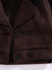 Girls' Casual Fashion Loose Fuzzy Collar Long Sleeve Jacket, Autumn/Winter - Coffee Brown - View 7
