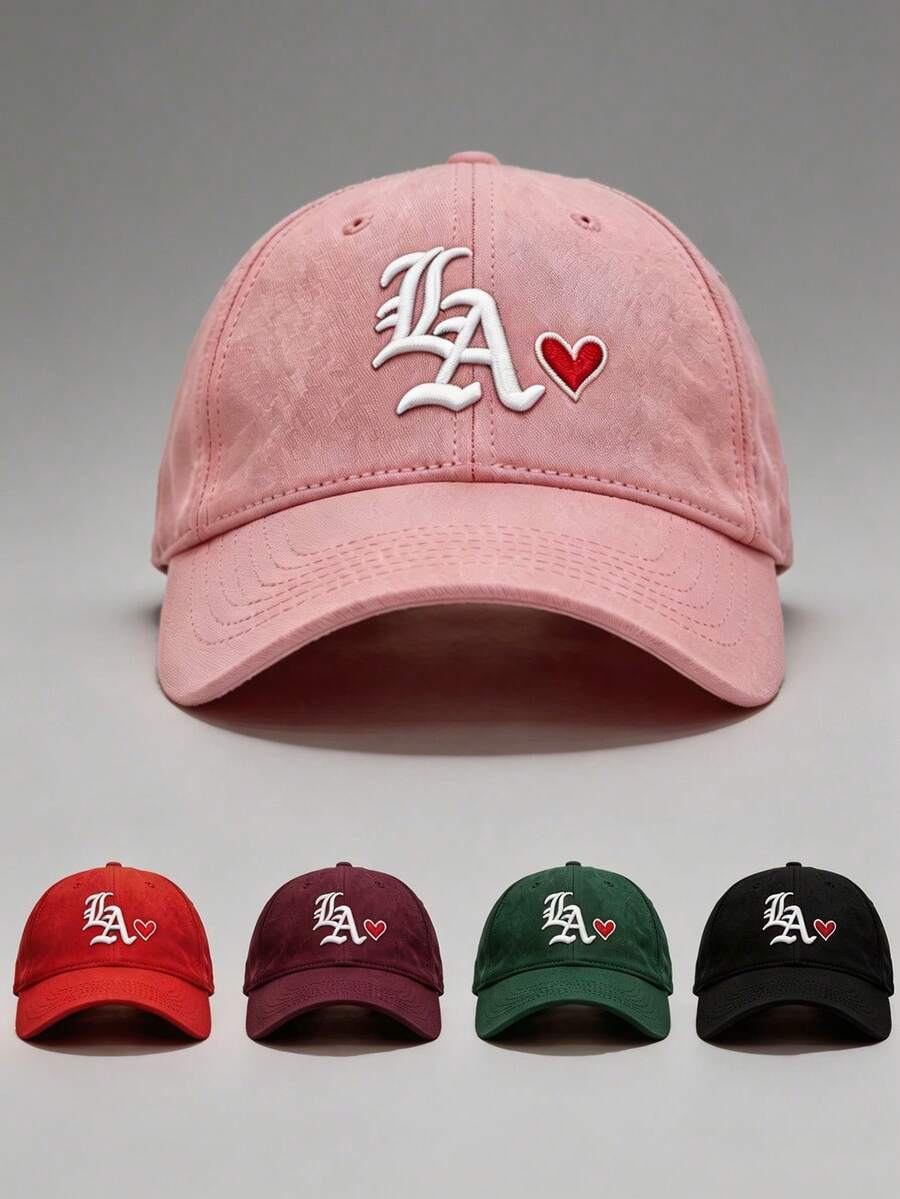 1件男女通用字母「LA」刺繡嘻哈棒球帽，可調節，適合戶外運動、登山與休閒穿著