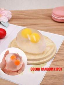 1pc Soft Egg Yolk Liquid Flow Bubble Pressure Ball, Suitable For Sensory Play, With Deformation Recovery Function, Fun Gadget, Home Office Prank Toy, Carnival Gift, Classroom Reward, Halloween Surprise - Multicolor - View 2
