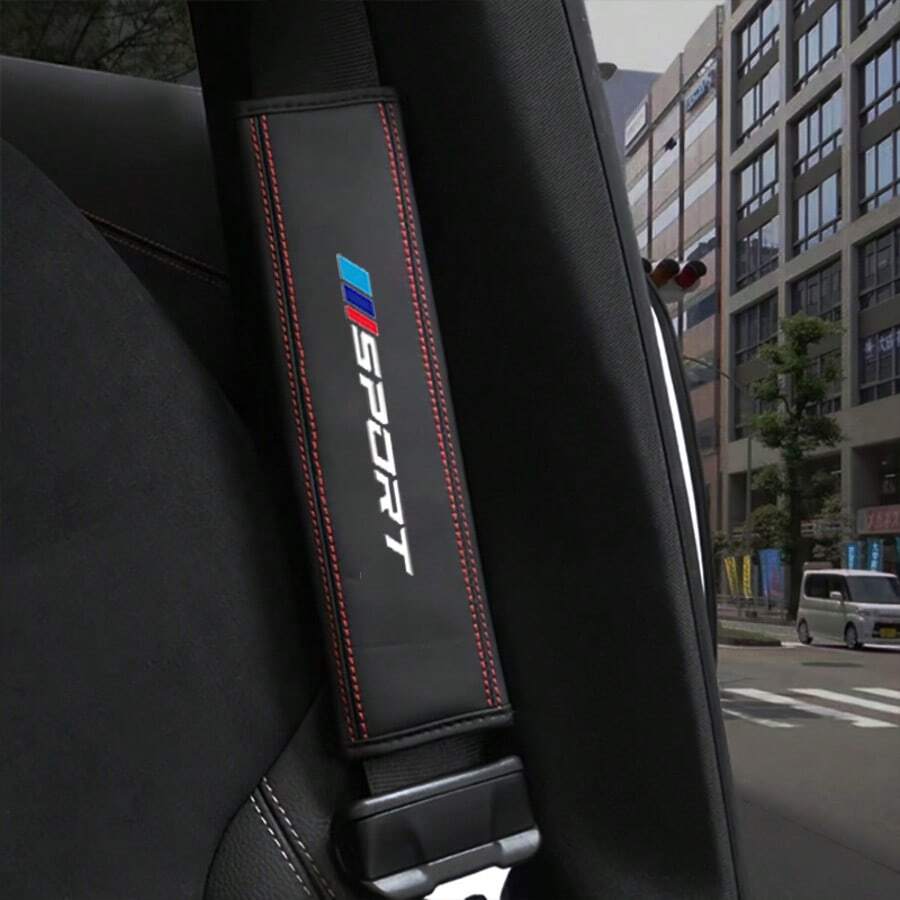 2件裝適用於BMW、AUDI、BENZ汽車內飾配件,汽車座椅安全帶肩墊,可緩解肩部壓力,PU皮革材質,保護肩膀且耐污 - HJ - 查看 1