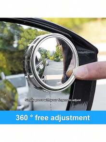 2/1pc 360° Adjustable Blind Spot Rear View Mirror, Convex Wide Angle Mirror With Round Frame For Car Reversing - Blind Spot Mirror - View 1