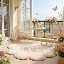 1 pieza Alfombra floral rosa, linda, acogedora, alfombra gruesa, alfombra de felpa, alfombra de otoño/invierno, alfombra gruesa, alfombra decorativa, decoración de dormitorio, alfombra pequeña, alfombra, decoración del hogar, alfombra de sala de estar, alfombra pequeña de sala de estar, alfombra de dormitorio - Multicolor 9 - Ver 4