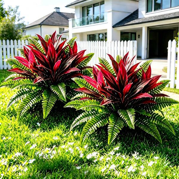 2pcs Set - Red Cloud Silk. Large Premium Purple And Green Boston Fern Artificial Flowers, Tropical Rainforest Theme, Realistic Holiday Blooms. Suitable For Garden, Wedding, Photography, Housewarming Celebration, Home Decor And Birthday Gifts. Ideal Choice For Mother's Day, St. Patrick's Day, Graduation Season, Thanksgiving, Anniversary And Party, Year-Round Decoration - Flower Pot Not Included.