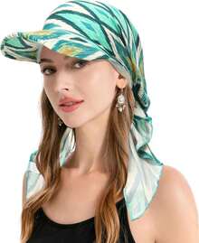 ZLYC Chemo - Gorros para Mujer, con Visera y Visera preatada, para la Cabeza - verde, (Verde geométrico) - Ver 10