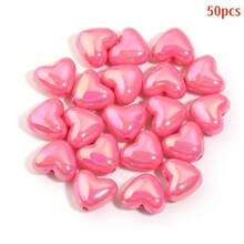 50 PIEZAS Cuentas con forma de corazón recubiertas de acrílico con agujero , adecuadas para la fabricación de joyas, materiales para pulseras y collares de cuentas hechos a mano DIY, regalo perfecto para el Día de San Valentín, aniversario, cumpleaños para tu ser querido - Multicolor - Ver 20