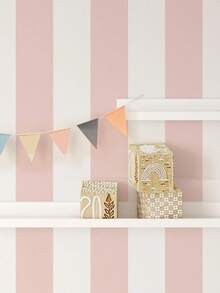 1 Roll Easy-Apply Pink Stripe Wall Decal - Self-Adhesive, Moisture-Resistant Vinyl Wallpaper For Kitchen, Bathroom, Bedroom & More - Peel & Stick, Easy Clean, Matte Finish - Available In 10 Sizes - Multicolored Striped Wallpaper - View 5