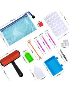 Set Of Diamond Painting Tools Including Plastic Accessories Such As Tweezers, Funnel, Scraper, Tray, Rhinestone Pen And Storage Bag - Diamond Painting Tools And Materials Set - A - View 7