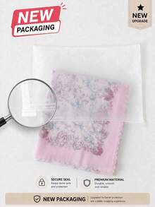 1件女款110cm時尚碎花方巾，優雅粉色印花，輕盈透氣防曬頭巾，高級雷射切割波浪邊，適合夏季出遊、度假、海灘拍照等場合 - 粉色 - 查看 5