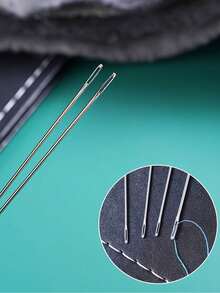 20pcs Big Eye Needle Threader Set, Traditional Steel Needles For Elderly, Handwork Sewing Clothes & Quilts (Random Color Needle Holder: Red Or Blue), Fine Needles For Handmade Sewing, Clothes, Quilts, Embroidery - Multicolor - View 4