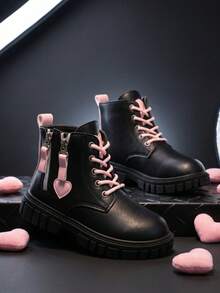 Girls' Ankle Boots, Durable, Wear-Resistant, Cute, Versatile, Spring/Autumn Style - Black - View 5