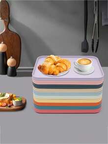 1pc Plastic Fast Food Tray, Bulk Colorful Cafeteria Food Tray, Rectangular Meal Tray, Restaurant Lunch Tray, Suitable For School, Party, Kitchen, Cafe, BBQ Dining, 10 Colors (30.48 X 22.86 Cm) - View 6