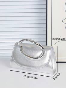 Elegante Damen-Clutch, 1 Stück minimalistische einfarbige Party-Handtasche aus PU-Material, luxuriöse Damen-Abendtasche, Schulter- und Umhängetasche mit abnehmbarer Metallkette, Damen-Party-Portemonnaie, geeignet für Feiertagspartys, Bälle, Bankette, Zusammenkünfte, Hochzeiten, bestes Geschenk. - Silber - Übersicht 5