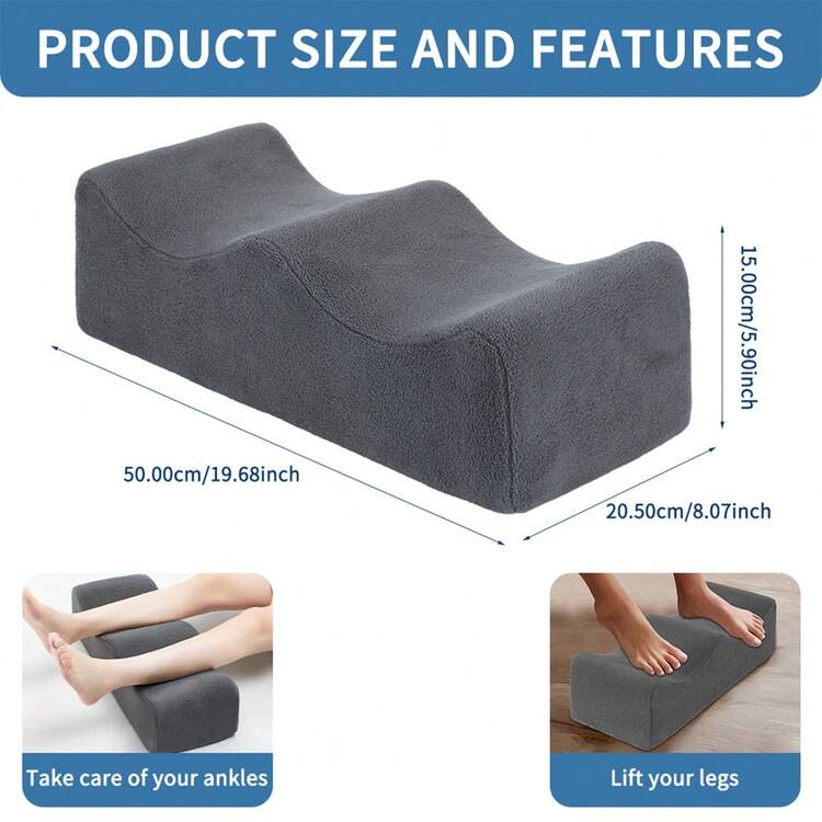1pc Comfortable Leg Elevation Pillow, Reduces Lumbar Pressure, Leg Rest For Sleeping, Use On Bed, Sofa And Recliner, Non-Slip Bottom And 2 Adjustable Straps - Black - View 2