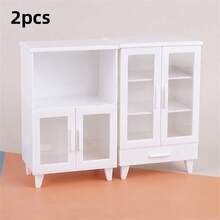 1:12 Dollhouse Miniature Furniture, Furniture Model Scene, Modern White Accessory Cabinet, Cupboard, Miniature 3-Tier Cabinet, 2-Tier Cabinet, Micro Scene Cabinet, Micro Scene Photography Prop Decoration - A - View 11