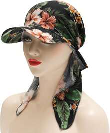 ZLYC Chemo - Gorros para Mujer, con Visera y Visera preatada, para la Cabeza - verde, (Verde geométrico) - Ver 9