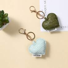 1pc Neutral Woven Heart-Shaped Leather Keychain, Cute Bag Charm, Versatile Accessory For Back To School Season - Multicolor - View 6