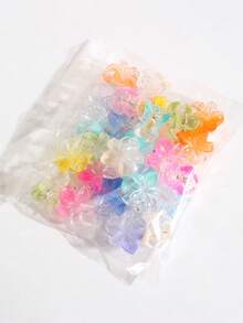 15/20/30pcs Mini Flower Shaped Hair Claw Clips, Colorful Small Hair Clips For Braiding, Loose Hair And Bangs - Multicolor - View 3