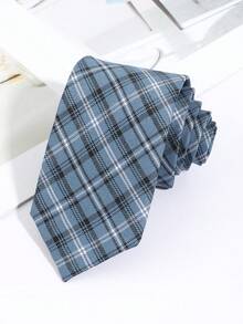 1pc Men's Striped Preppy Style Tie, Suitable For Daily Wear - Blue - View 4