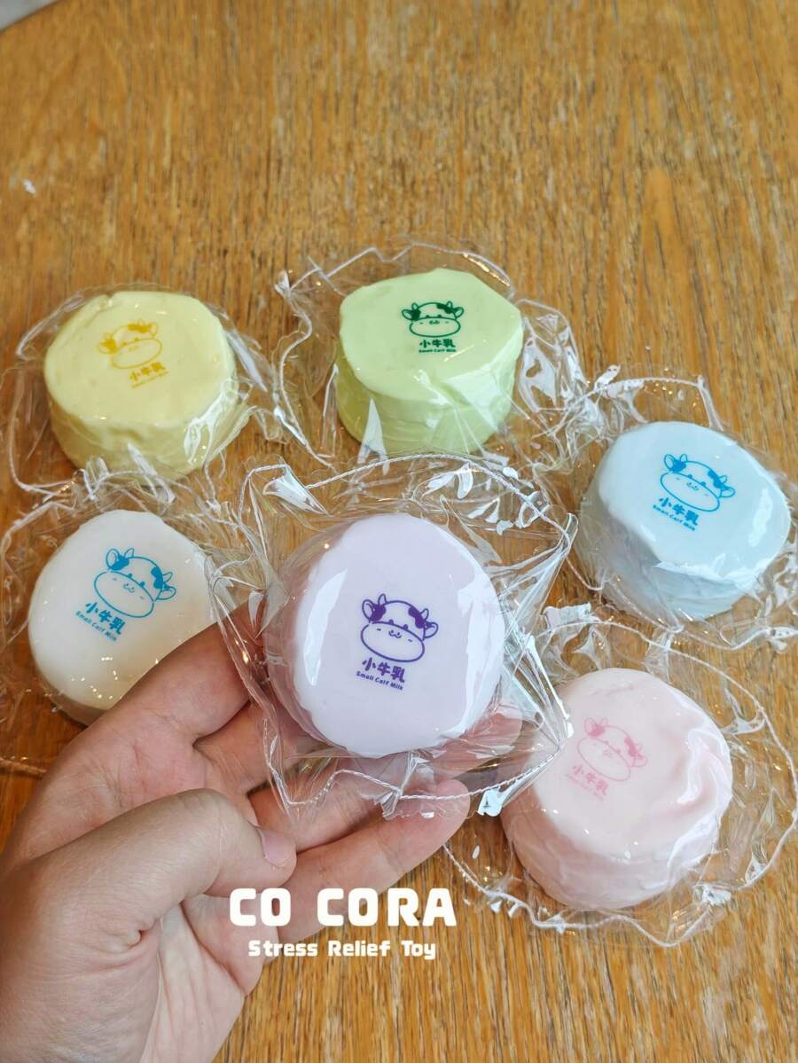 [Squishy] 小牛牛奶紋理快速回彈捏捏樂，手工捏捏，矽膠材質，適合女孩、青少年紓壓，禮物－復活節禮物、生日禮物、聖誕禮物、節日禮物