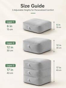 Aesthetic Inflatable Foot Rest Pillow With 3-Layer Design To Expand Seat Space Flocked Washable Adjustable Air Footrest For Kids And Adults Press-To-Inflate 1pc Napping Cushion To Hold Up Legs On Airplane Travel Essentials Travel Accessory - Multicolor - View 8