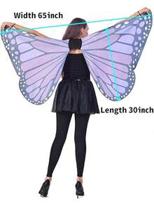Disfraz de Mariposa Monarca para Adulto con Capa de Alas Talla Única para Halloween Fiesta - Morado - Ver 4