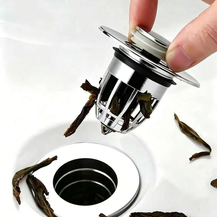 Universal Pop-Up Sink Stopper With Anti-Clogging Basket, Bathroom Basin Drain Strainer, Odor-Proof And Insect-Proof Bouncing Core Plug