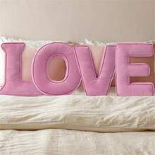 Almohada de felpa con letra rosa, almohadas decorativas con forma de letra inicial de pana, almohadas de letras del alfabeto inglés de la A a la Z para decoración de sofá, recámara, sala de estar (S) - E - Ver 6