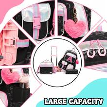 Backpack With Wheels For Girls Rolling Letter Backpack Cute Carry On Backpack Kids Luggage With Crossbody Bag And Pencil Case For Elementary Student - Children's Rolling Bags - View 7