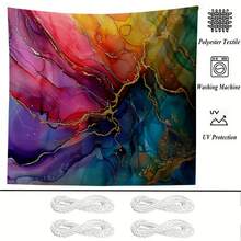 1 Piece Of Abstract Colorful Outdoor Sunshade Cloth, Suitable For The Beach, Camping, Garden, And Picnics--Outdoor Adventure Sunshade, Comes With Four Ropes As Accessories.Beach Canopy, Essential Camping Item, Vibrant Outdoor Decoration - Image Color - View 5