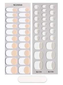 Showyboo Semi-Cured Gel Nail Wraps, Nude French Tip Manicure Strips For Hands & Feet Set, Minimalist Clean Girl Style, Ideal Summer Gift For Women Vacation, Daily, Office Manicure - Multicolor - View 7
