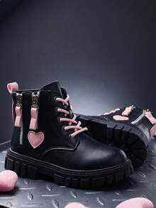 Girls' Ankle Boots, Durable, Wear-Resistant, Cute, Versatile, Spring/Autumn Style - Black - View 2