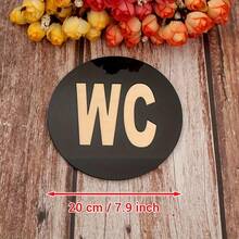 經典「WC」廁所門貼紙，浴室門標誌鏡面牆貼，自黏式壓克力鏡面貼紙附木板裝飾，家居裝飾，20cm - 多色 - 查看 9