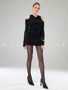 MOIRÉALLURE 1 Pari Stylish Classic All-Match Silky Jacquard Pantyhose - Perfect For Daily Commute & Nightlife - Black - View 5