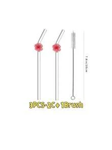 1/3/4/6PCS Flower Glass Straw – Reusable Curved Straws For Smoothies, Cocktails, Bubble Tea, Soda, Summer Drinks, Pool Parties, Beach. Great Gift For Christmas, Birthday, Graduation, Back To School, Valentine's Day. Kitchen Essential, Photo Prop. - View 12