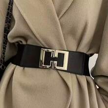 1pc Black PU Material Women's Slimming Fashion Waist Belt - Black - View 3
