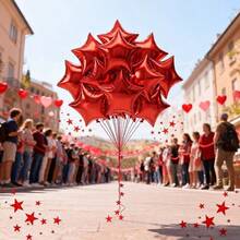 10pcs 18inch Red Five-Pointed Star Foil Balloons Birthday Wedding Christmas New Year Holiday Celebration Decoration Foil Balloons - View 2