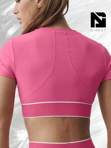 ALO Softsculpt Amp It Up Short Sleeve Bra - Paradise Pink - View 2