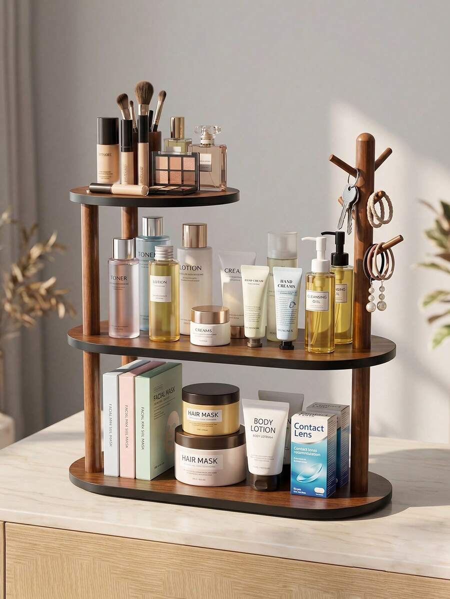 1pc Desktop Storage Rack, Skincare And Cosmetic Organizer, Kitchen Cup Holder, Coffee Mug Storage Rack, Suitable For Living Room, Kitchen, Bedroom, Can Store Jewelry, Cosmetics, Spices And Tableware - Multicolor - View 1