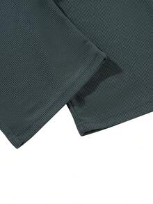 Men's Casual Waffle Textured Lightweight Loose Fit Solid Color Pants, Versatile For Spring/Summer - Dark Grey - View 9