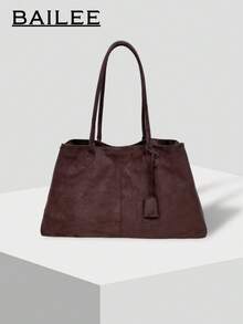 BAILEE Stylish, Minimalist, Solid Color, Matte PU Leather Dumpling Bag/Tote Bag With Foldable Magnetic Closure. Perfect For Outfits And As A Gift Option. - Multicolor - View 3