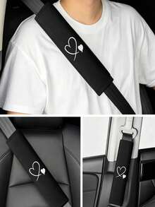 2件組汽車愛心刺繡肩帶套 柔軟舒適安全帶肩部保護套 汽車內飾配件 - 多色 - 查看 6