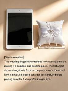 Customized Wedding Ring Pillow Personalized Name Date Cushion With Rhinestone Double Heart Design, Wedding Ceremony Decoration Ring Tray - Multicolor - View 7