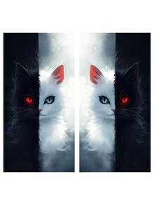 2pcs Black & White Cat Car Door Pillar Decals - Animal Vinyl Stickers - Black and White Cat Central Pillar - View 7