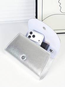Elegante Damen-Clutch, 1 Stück minimalistische einfarbige Party-Handtasche aus PU-Material, luxuriöse Damen-Abendtasche, Schulter- und Umhängetasche mit abnehmbarer Metallkette, Damen-Party-Portemonnaie, geeignet für Feiertagspartys, Bälle, Bankette, Zusammenkünfte, Hochzeiten, bestes Geschenk. - Silber - Übersicht 7