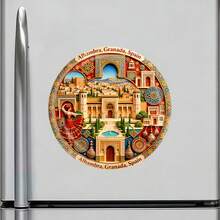 Granada Moorish Arches Geometric Stars And Flamenco Grace Magnet Where The Red Fortress Whispers A Thousand And One Tales Keepsake For All Metal Surfaces Throughout The Home - A - View 2
